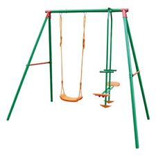 Altalena per Bambini 3 Posti Seggiolino Giardino Dondolo Cavalluccio in Acciaio