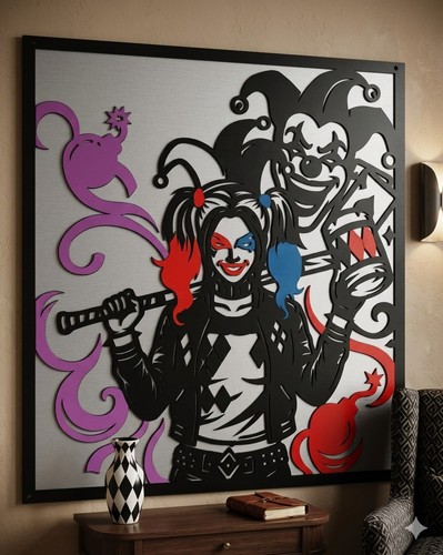 Harley quinn quadro - quadro, metallo