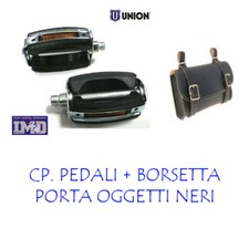Coppia pedali GRAZIELLA classici NERI donna gomma da bicicletta bici + borsetta 