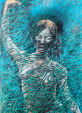 Dipinto Pericle Fazzini " Donna Intrecciata" La Vita Nuova Dante con Cornice