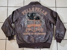 Pelle Pelle Marc Buchanan Embroidered Panther Leather Jacket Mens Hip Hop Sz 54