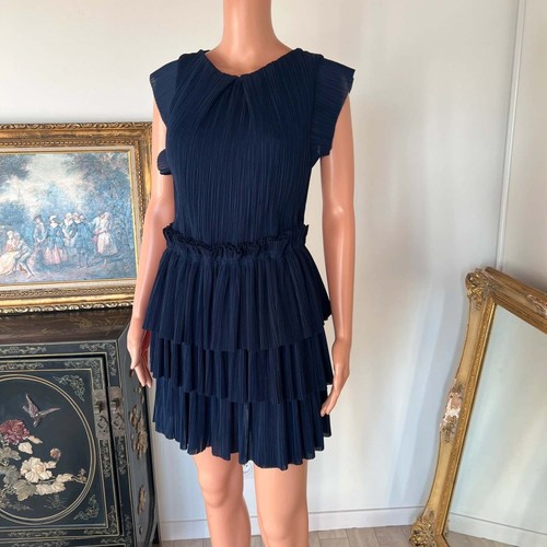 Abito blu navy con - volant, robe