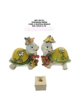 COPPIA TARTARUGHE CERAMICA CON SCATOLO 6X5X6 DECORATI A MANO