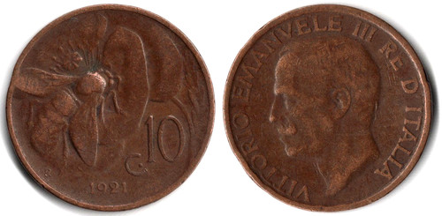 Centesimi 1921 moneta - 10,