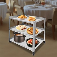 Carrello da cucina con ruote a 3 livelli ripiano servizio 300 libbre argento