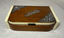 Cofanetto portagioie in celluloide argento sterling legno fatto a mano antico di qualità