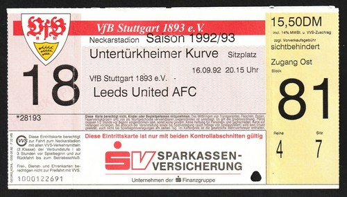 Biglietto 1992 vfb - |, 1992/93