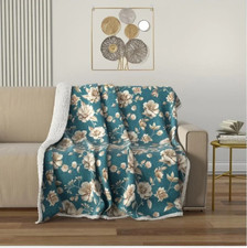 PLAID COPERTA AGNELLATO  IRGE  IN FLANNEL SINGOLO MATRIMONIALE FANTASIA FIORI