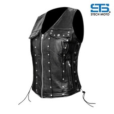 Moto Gilet pelle da donna Stechmoto ST 1206 Fulmine Custom Vintage e Café Race