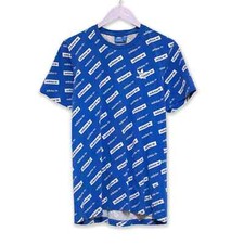 T shirt Adidas blu con stampa all over bianca - Taglia M uomo