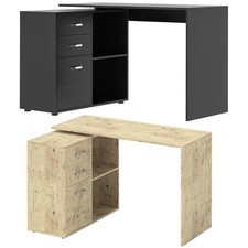 HOMCOM Scrivania ad Angolo con Cassettiera, per Ufficio e Casa, Forma a L