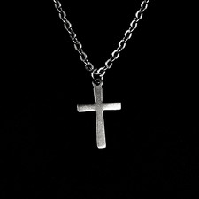 Collana con Croce 20x12mm in Acciaio inox catena argento ciondolo da Uomo Donna