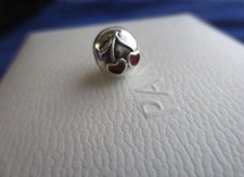 AUTENTICO PANDORA ARGENTO STERLING + SMALTO ROSSO CHARM A FORMA DI CILIEGIA
