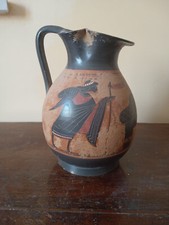 Vaso in terracotta con 1 manico in stile etrusco, con disegni e decorazioni