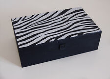 Cofanetto legno portagioie porta tisane tè cassetta cucito memory box zebrato