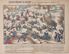 Old Antique Stampa Imagerie Pellerin a Epinal Défense Héroique de Belfort n. 145