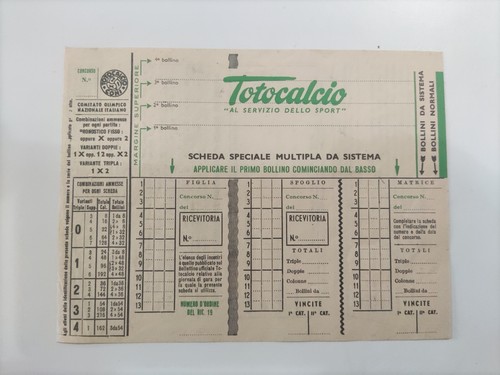 Totocalcio schedina speciale - totocalcio,