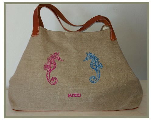 Borsa lino cuoio artigianale - lino,