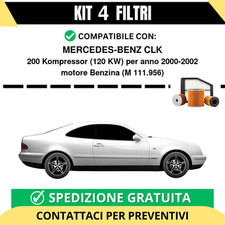 Kit 4 Filtri Tagliando per MERCEDES-BENZ CLK 200 Kompressor 120 kw Benzina 20...