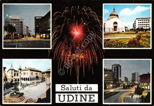 Cartolina udine vedute fuochi - cartolina,