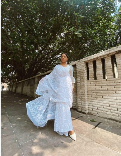 Chikankari saree georgette - chikankari,