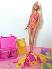 BARBIE MATTEL 1999 COSTUME MARE ACCESSORI SPIAGGIA PAREO OCCHIALI TOP SEDIA 