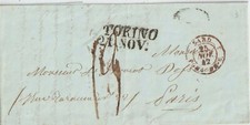 1842 PREFILATELICA DI PICCOLE DIMENSIONI  CON TESTO DA TORINO X PARIGI FRANCIA 