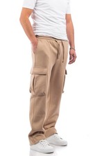 Pantaloni uomo cargo baggy fit pantalone felpato tasconi caldo cotone VEQUE