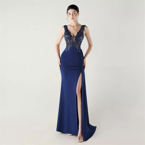 Vestito blu marino lungo - blu,