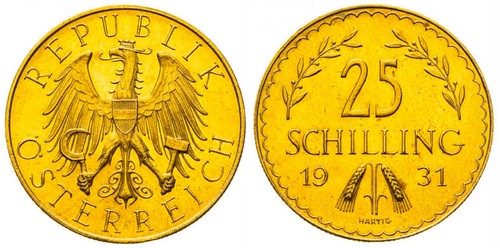 Austria oro scellini 1931 - oro, 25