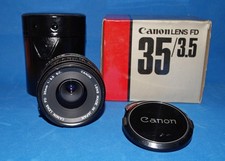 Canon FD breechlock 35 mm f 3.5 S.C., tappi, custodia, scatola