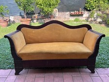 Divano a Barca Stile Luigi Filippo - Antico in Legno Velluto Ottime Condizioni 