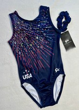 Nuova GK ELITE ginnastica SQUADRA USA replica SPARKLE Olympic LEOTARD paillettes TG: AS