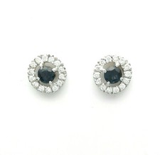 ORECCHINI RECARLO IN ORO BIANCO 18 CT 750 DIAMANTI E ZAFFIRI SCONTO 15%