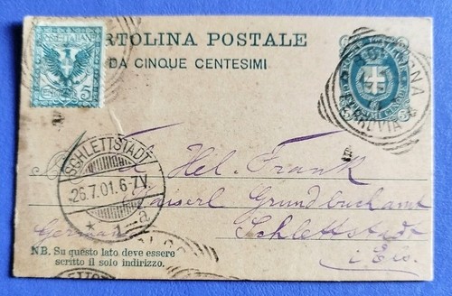1901 intero postale scudo - c.5,