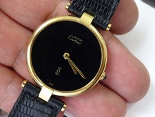 Must de Cartier Vermeil Vendome Quarzo 30mm Quadrante Nero Ottimo