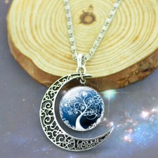 Collana Donna Albero della Vita Luna OFFERTA Talismano Porta Fortuna Vintage