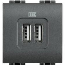 Bticino L4285C2 LL - caricatore rapido USB 2 prese  antracite Living light 2 mod
