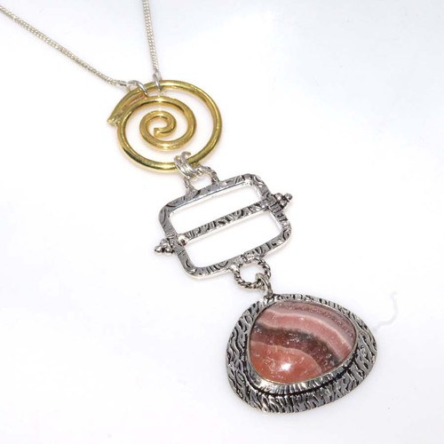 Collana lunga rodocrosite