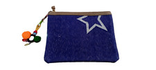 Clutch Dhurrie tappeti tessuti fatti a mano argento zari clutch con frange na...
