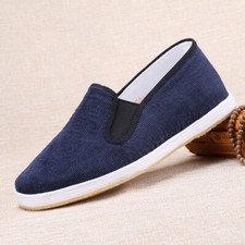 Uomo Cinese Kung Fu Scarpe Suola IN Gomma Casual da Infilare Corduroy Pechino
