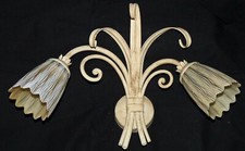 Applique shabby da parete in ferro battuto avorio fatta a mano con vetri art.338