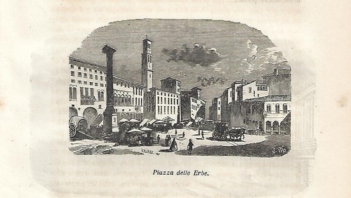 Stampa antica verona piazza - antica,