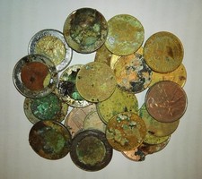 25 VECCHIE MONETE LIRE ITALIANE METAL DETECTOR ARREDO DECORO ACQUARIO ORNAMENTO