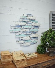 PANNELLO PESCI in METALLO Cm 63 X 61 ARREDAMENTO MARINO CASA VACANZE MARE HOTEL