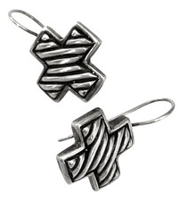 Orecchini a goccia ARTIGIANALI in argento sterling CROCE con filo francese