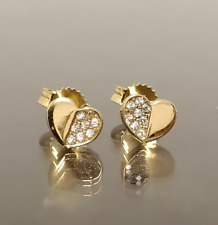 ORECCHINI IN ORO GIALLO 18 CT 750 E ZIRCONI ( CUORI PIATTI )