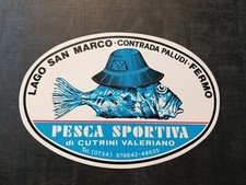 Adesivo Pubblicitario Vintage Lago San Marco Fermo Pesca Sportiva 