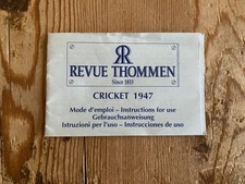 REVUE THOMMEN - Relojes - Manual de instrucciones - Mod. CRICKET 1947