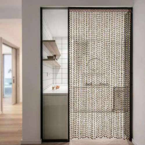 Line wood beaded curtain - 46,